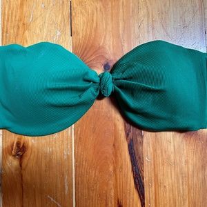 Aerie Ribbed Green Bandeau Bikini Top